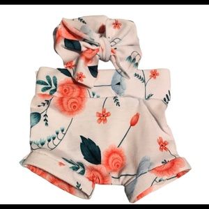 Floral baby bummies with headband